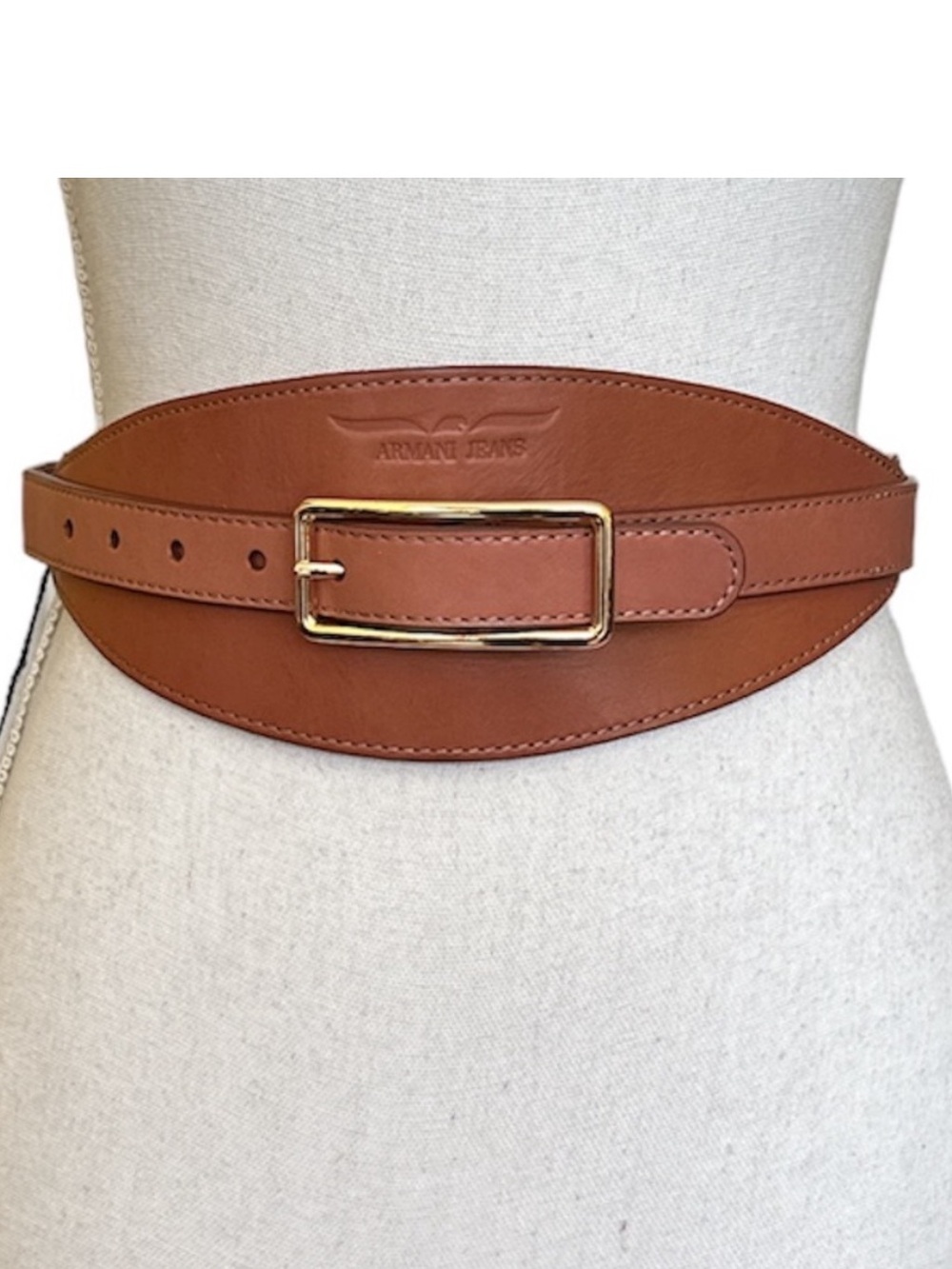 Armani Jeans  Chestnut Genuine Leather Obi Buckle Belt NEW with Tag